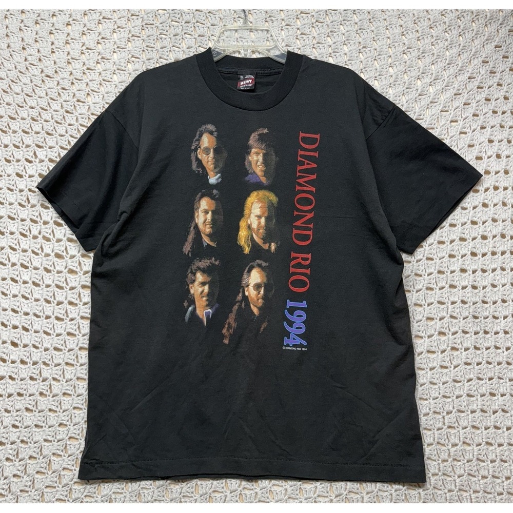 Vintage Single Stitch 1994 Diamond Rio T-shirt Size XL Black Best Usa Made